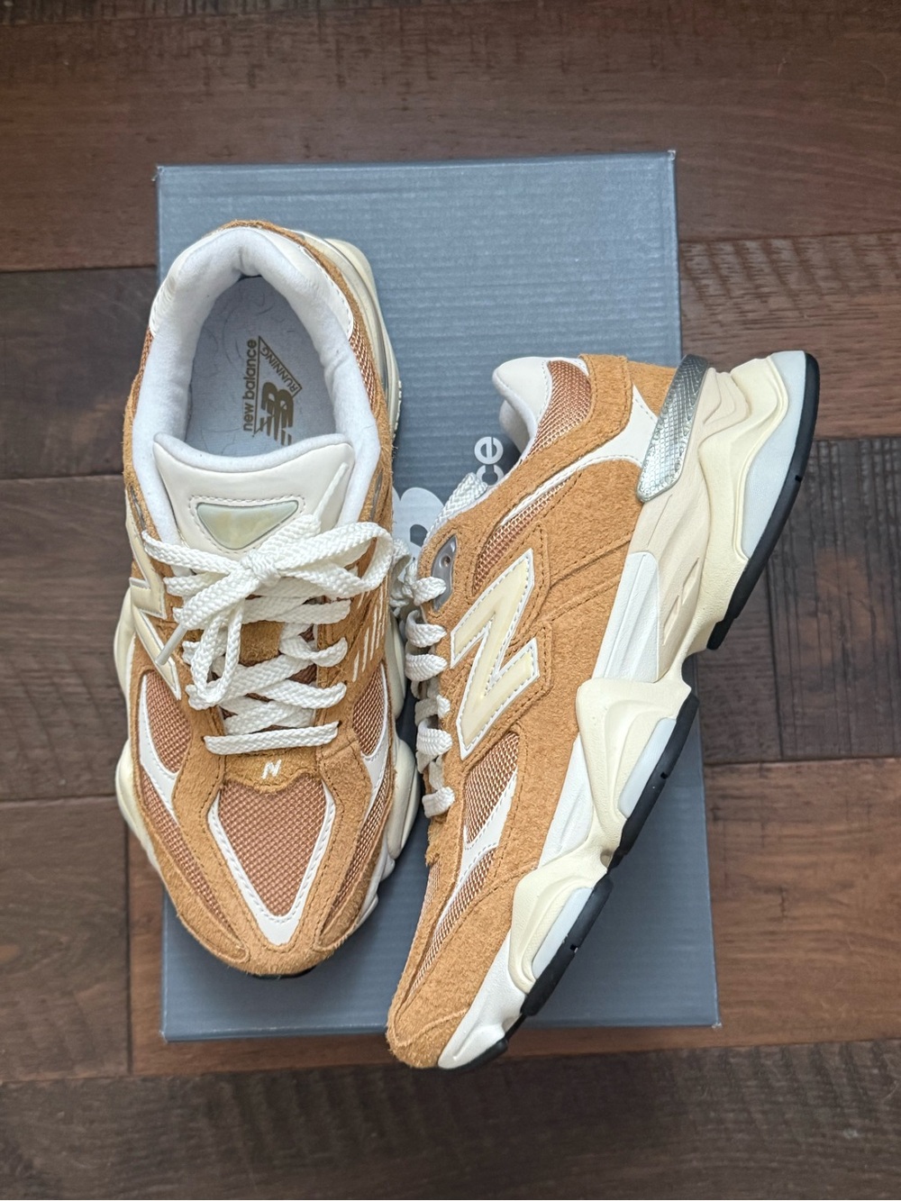 Women’s New Balance Tan & Cream Mesh Suede Sneakers - Picture 2 of 6